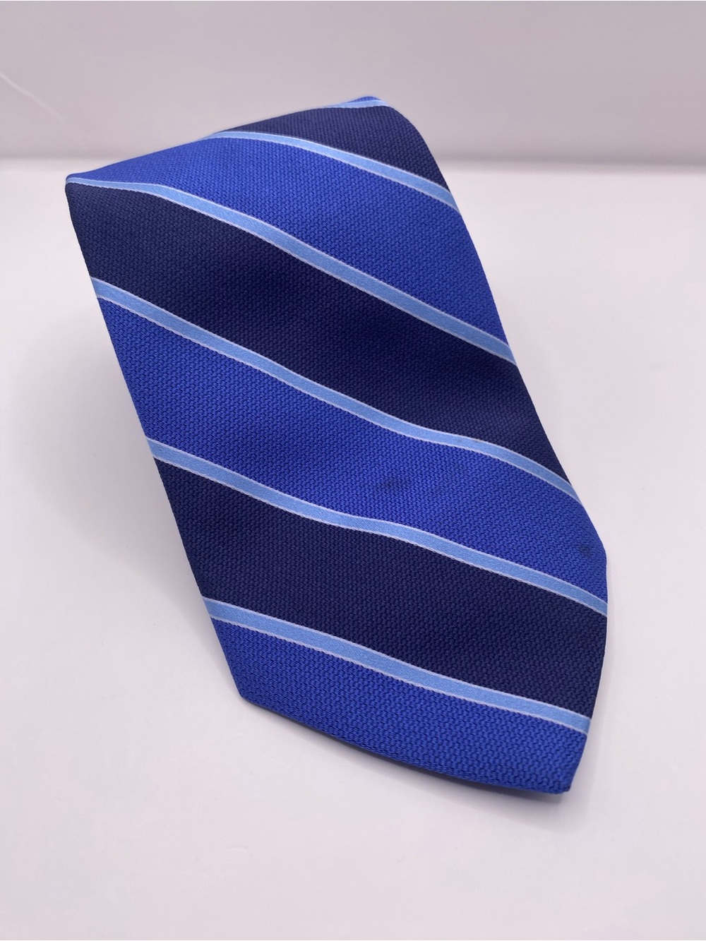 Brooks Brothers Navy and Royal Blue Striped Silk Tie
